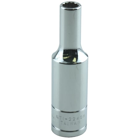 K-Tool International 3/8" Drive, 1/4" SAE Socket, 12 Points, Deep 12Pt, 1/4", 3/8"Dr KTI-22408